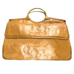Vintage 70s ochre/tan leather handbag